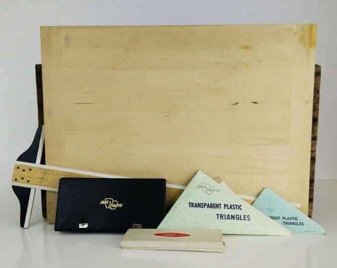 Vintage Drawing Board Drafting Set / Sans & Streiffe Drafting Tools