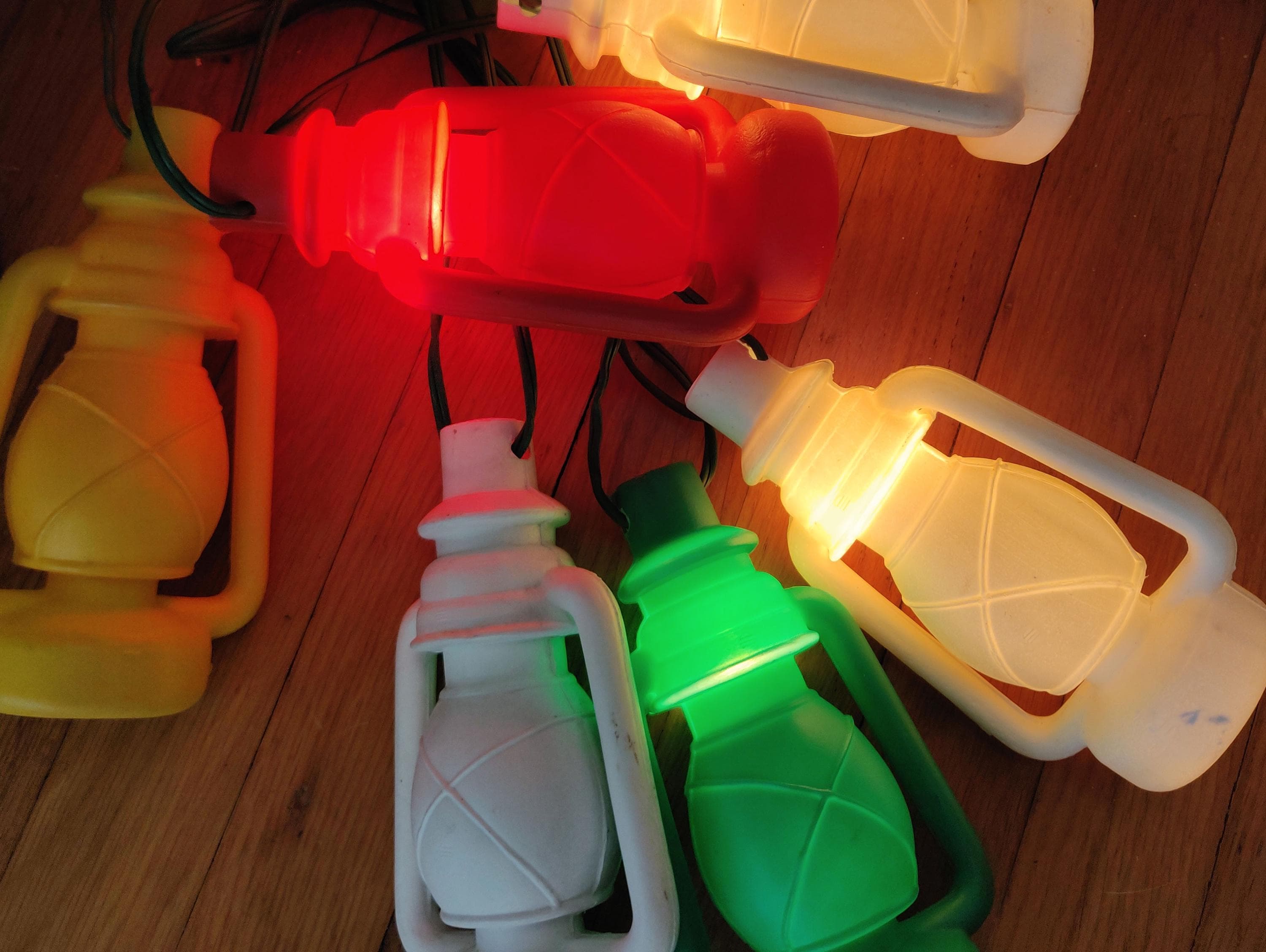 Vintage Lantern Blow Mold Lights - Working String of Plastic RV