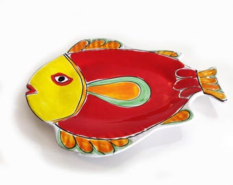 Bandeja de servir con diseño de peces de estilo vintage y colorido - Fabricada en Italia para Macy's