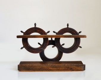 Vintage Wooden Ship Wheel Pipe Stand, tobacciana