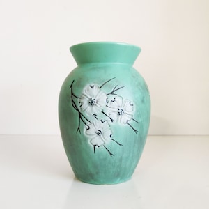 Vintage McCoy Pottery 9 1/2 inch vase in Spring Wood Green