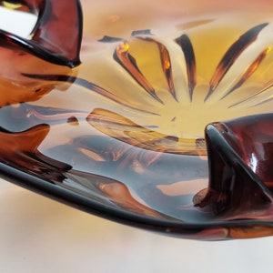 Wavy Amber Art Glass Ashtray image 7