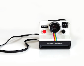 1970s SX70 Polaroid OneStep land camera, rainbow polaroid
