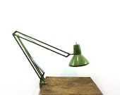 Vintage green Ledu swing arm clamp lamp