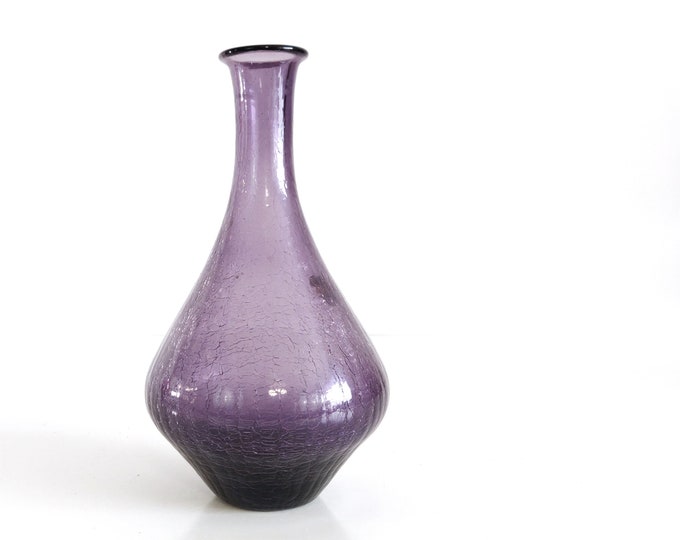 Hand Blown Purple Crackle Glass Vase by Pilgrim Glass Glass Etsy