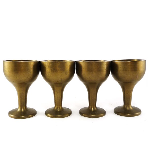 Solid brass goblet style candle holders set of 4