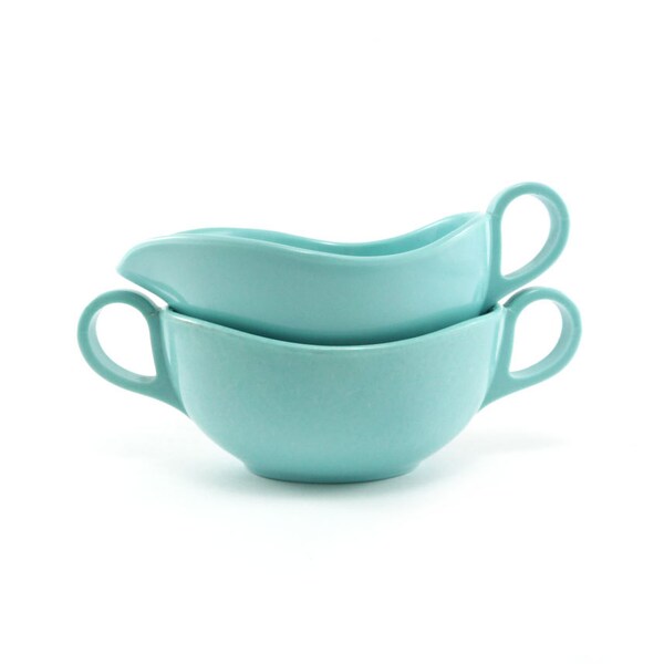 Aqua melamine cream and sugar set - vintage teal serving set