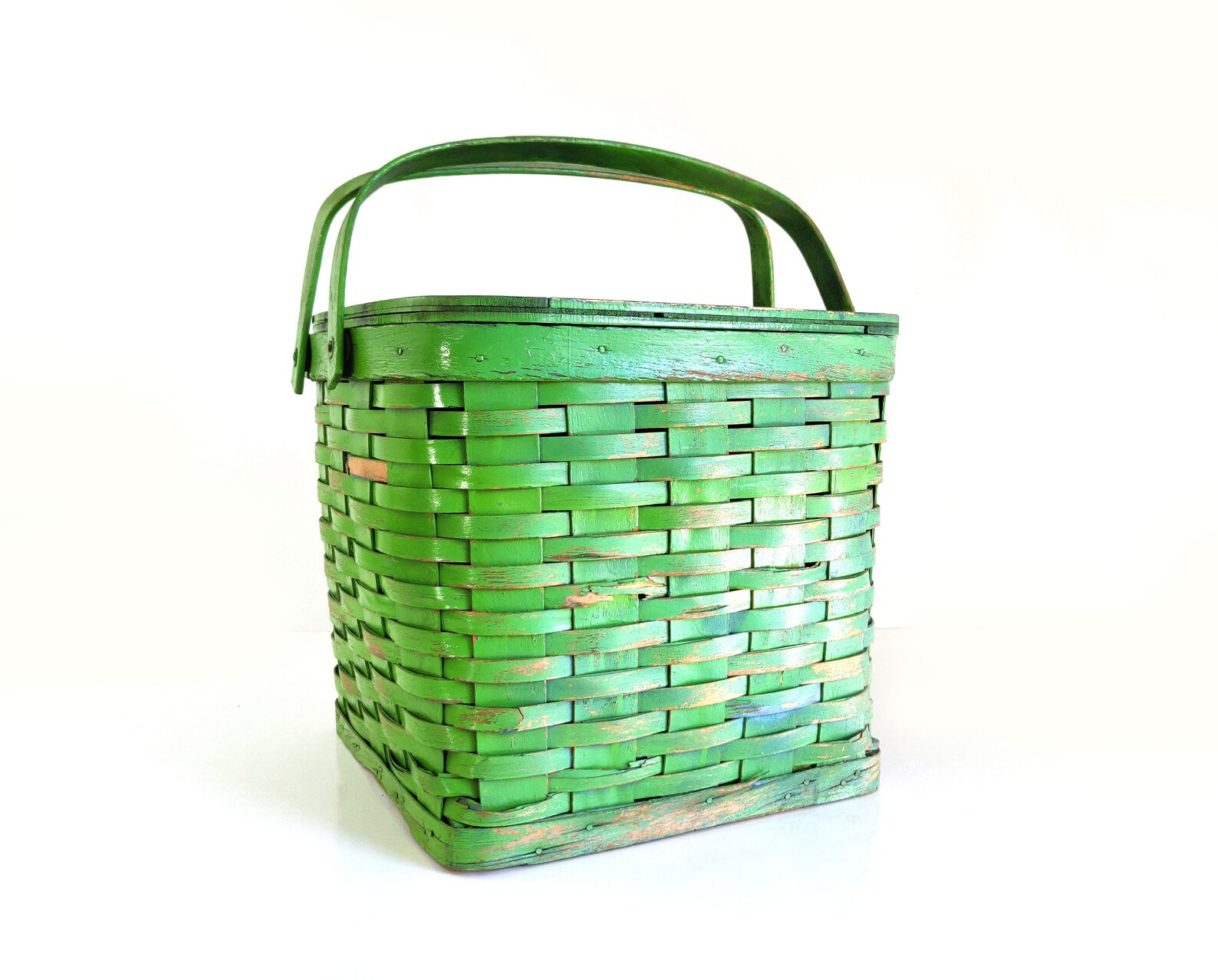 Large Green Vintage Picnic Basket Etsy