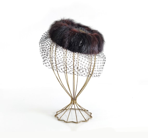 1940s Mink Fascinator with Birdcage veil