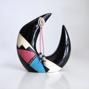 1990 Betty Selby Pottery Crescent Moon Vase, southwestern decor