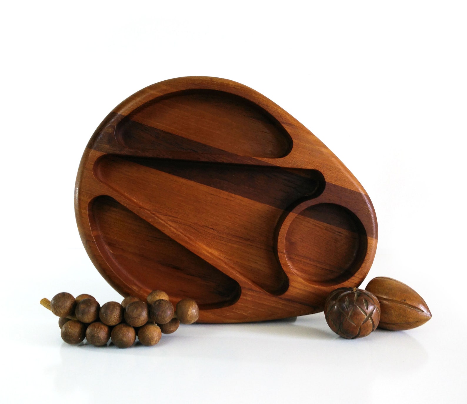 Vintage Divided Wood Serving Tray by Epicure Essentials Etsy