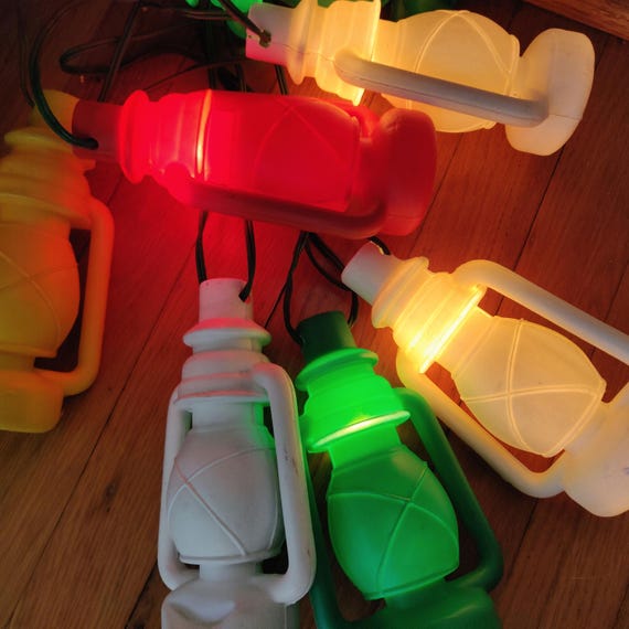 Vintage Lantern Blow Mold Lights - Working String of Plastic RV