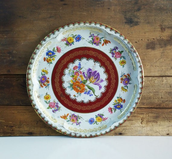 Vintage Floral Daher Decorated Ware Tray Lithograph Plate Etsy