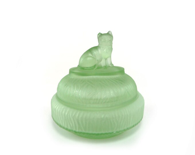 Antique Glass Powder Dish LE Smith Cat Figural Bowl Mint Etsy