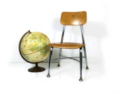 Vintage Heywood Wakefield metal and blonde wood child's school chair