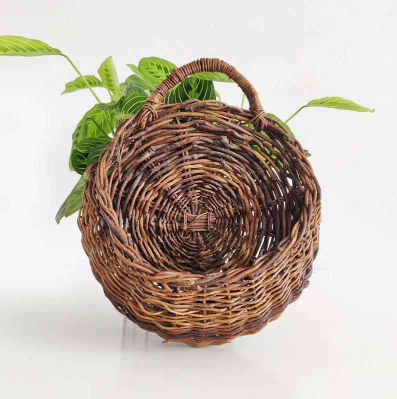 Woven Wall Basket / Handmade Willow Hanging Basket