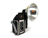 Kodak Duaflex IV Camera - vintage dual lens box camera & flash - flip up view finder