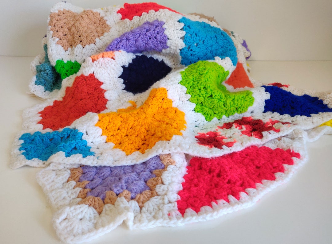 Vintage Crochet Afghan Blanket Handmade Throw Etsy