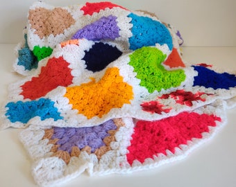 Vintage Crochet Afghan, blanket, handmade throw