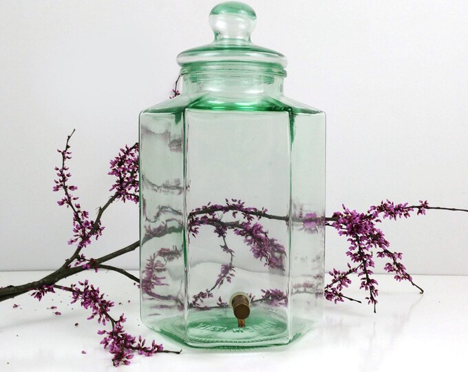 Vintage Green Glass Drink Dispenser / Made in Italy / Etsy