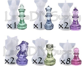 LET'S RESIN Chess Molds for Resin Casting Upgraded Resin Chess Set Mold  with