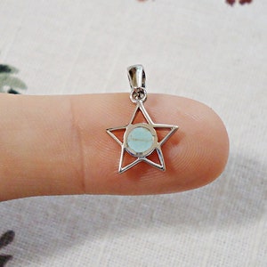Tiny Pendant, Larimar Stone and Sterling Silver Star Pendant