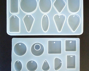 Silicone Pendant Molds for Resin Casting, Pendant Molds 10 Piece or 12 Piece, Assorted Shapes and Sizes