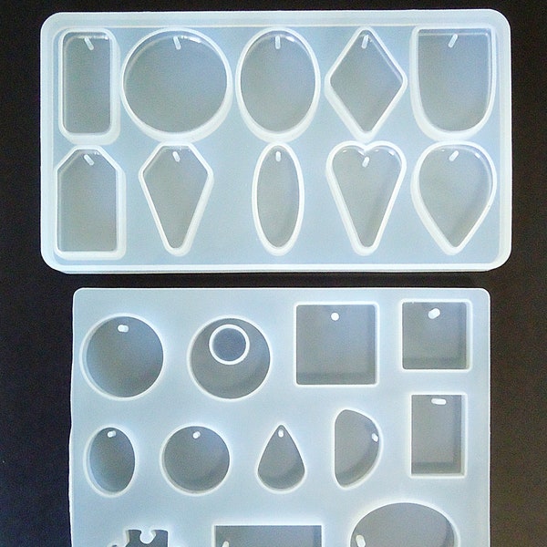 Silicone Pendant Molds for Resin Casting, Pendant Molds 10 Piece or 12 Piece, Assorted Shapes and Sizes