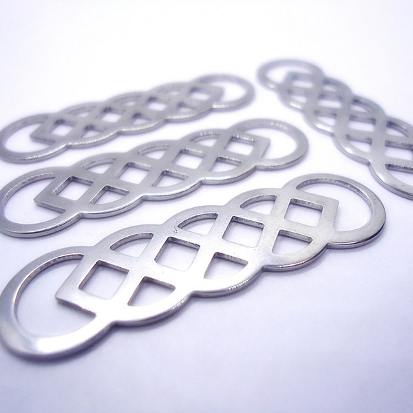 Stainless Steel Celtic Knot Links - 40mm x 12mm - Set of 10, Non-Tarnishing, versatile