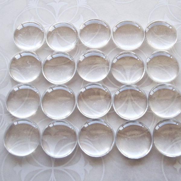 20 Clear Round Glass Cabochons - Domed - 14mm / 20mm / 22mm - DIY Photo Pendant, Cameos, Jewelry