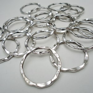 Textured Metal Hoop Links - Antique Silver, Bronze, Copper, or Yellow Gold - 7/8&quot; Wide