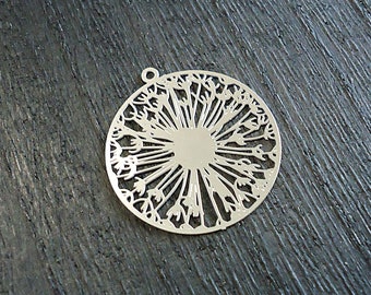 Stainless Steel Dandelion Pendant, 1" Wide