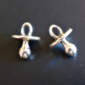 Silver Pacifier Charms - 1/2&quot; Tall - Baby Shower Charms
