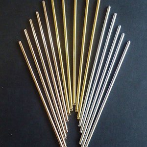 Metal Hair Sticks or Shawl Pins, 125mm (4 7/8") Long x 3mm Wide, Silver, Gold, or Rose Gold Plated
