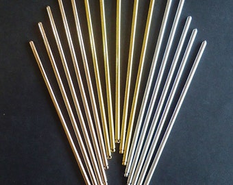 Metal Hair Sticks or Shawl Pins, 125mm (4 7/8") Long x 3mm Wide, Silver, Gold, or Rose Gold Plated