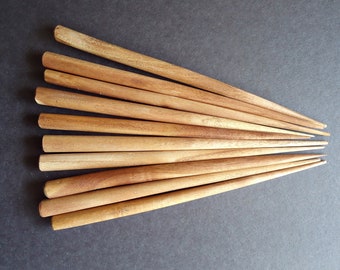 Six Inch Brown Wooden Hair Sticks - End Drilled - Set of 10