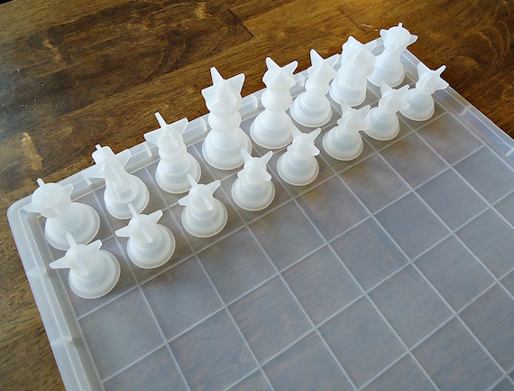 Silicone Mold, Chess Board and 16 Pieces, for Epoxy Resin Chess Set, 12  Square 