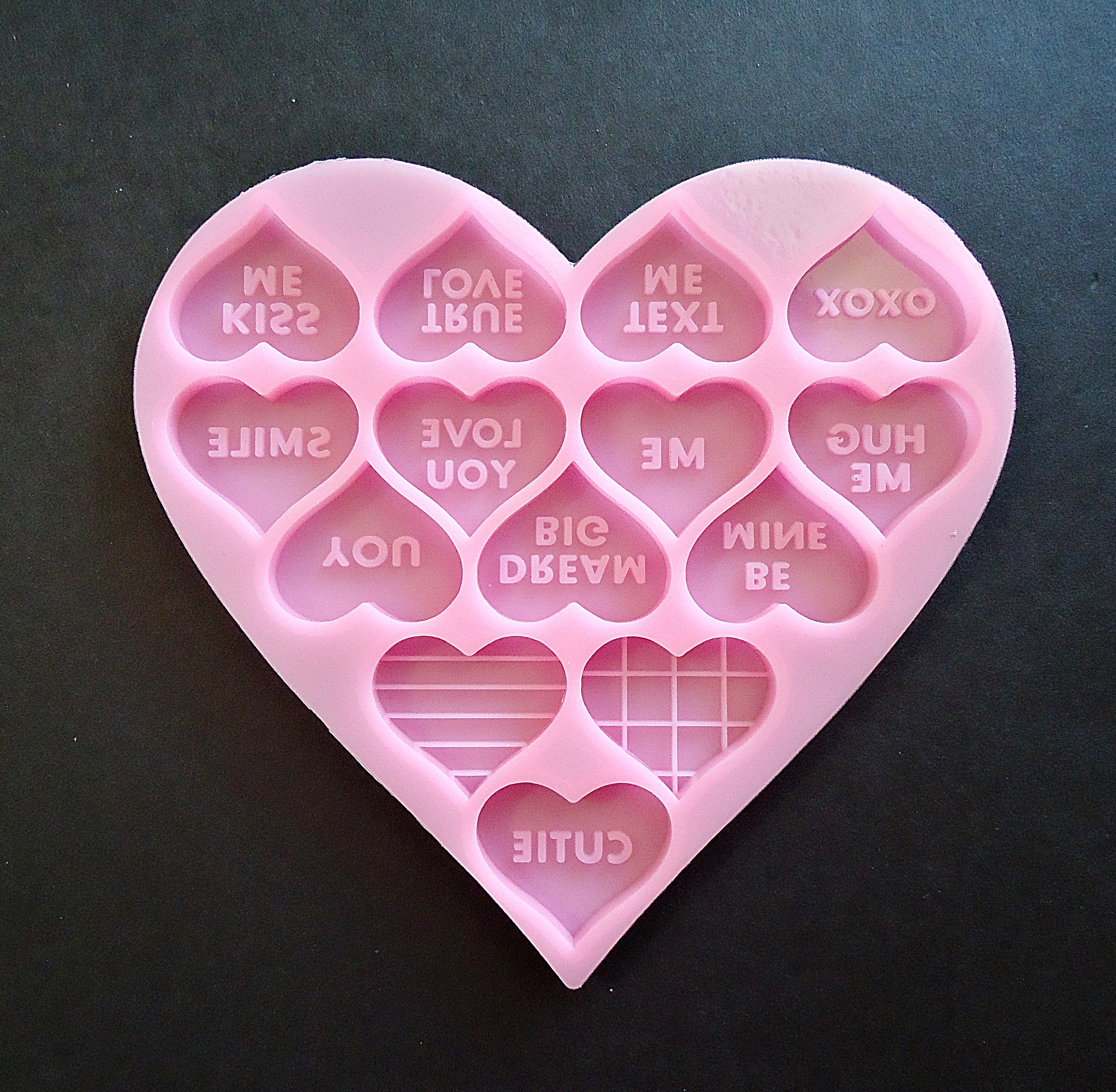Silicone Large Heart Mold 4 Pcs Set Love Words Pattern Resin Epoxy Hearts  Mould