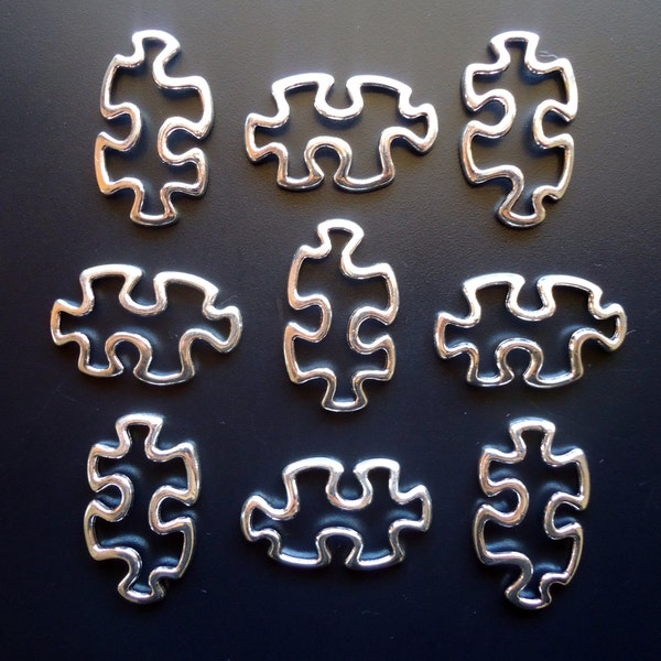 Silver Puzzle Piece Links / Pendants / Drops - Autism Awareness