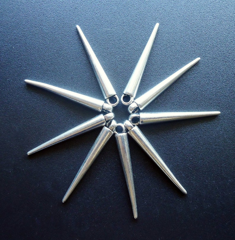 1 14 Long Metal Spike Pendants Charms Antique Silver