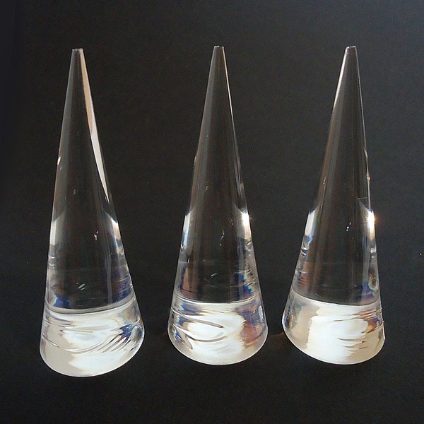 5 Clear Finger Ring Cone Displays, 2 5/8" Tall (67mm Tall), Set of 5