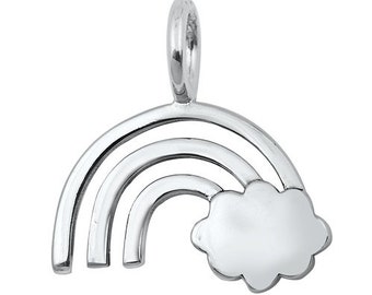 Sterling Silver Rainbow and Cloud Pendant, 20mm Wide