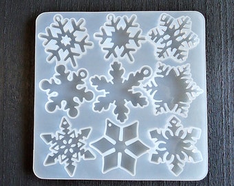 Silicone Mold, Epoxy Resin Pendant Mold, Snowflake Pendants Earrings, 9 snowflakes