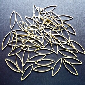 Raw Brass Links, Marquise / Leaf Shaped, Unplated, BULK, 28mm x 9mm, Extremely Versatile