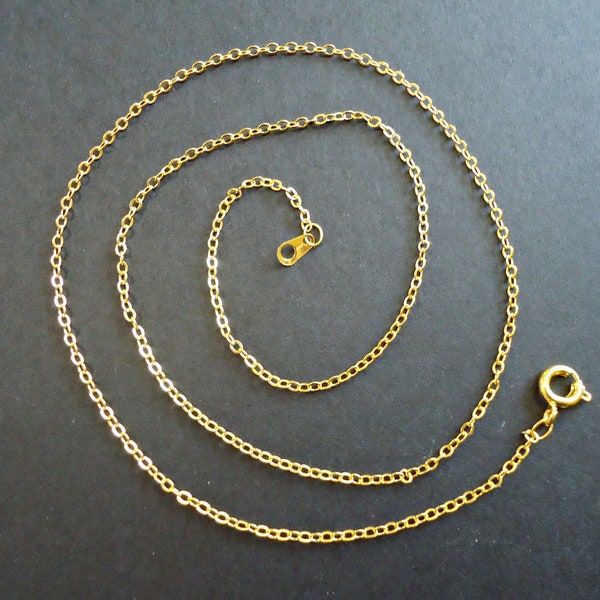 Gold Plated Chain, Yellow Gold, 18" Long, Single or Bulk