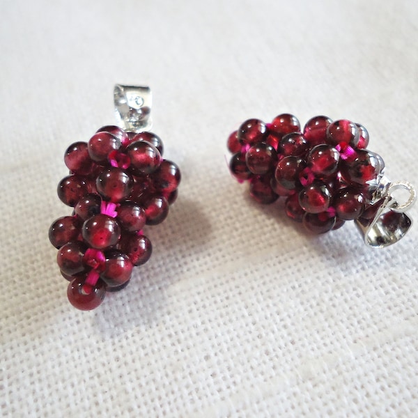 Garnet Cluster, Grape Bunch Pendant, Small Grape Pendant, Garnet Stone, 5/8" Tall