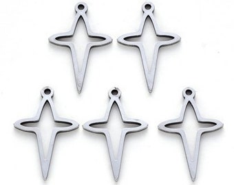 Stainless Steel Cross Charms, 20mm x 12mm, Set of 10