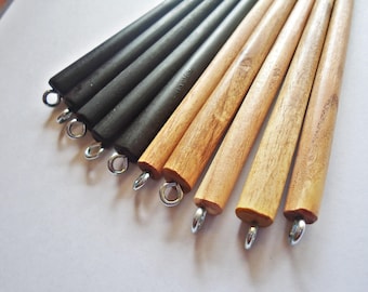 BULK Six Inch Wooden Hair Sticks with Silver Loops - Bulk / Wholesale - Set of 50 - Brown, Black, or Mixed