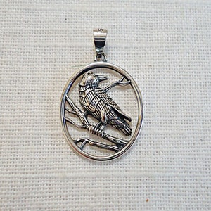 Sterling Silver Raven Pendant, 7/8&quot; Tall, Soldered Bail, Crow, Black Bird