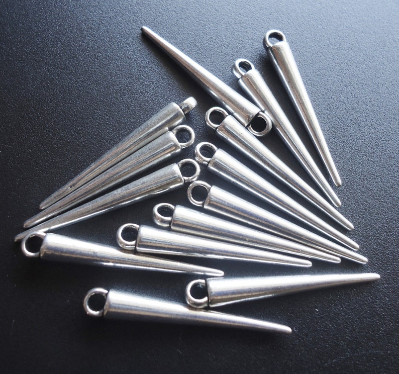 1 14 Long Metal Spike Pendants Charms Antique Silver